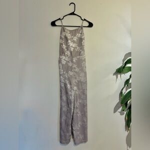 Elegant Floral Jumpsuit in Silver Lavender from Urban Outfitters